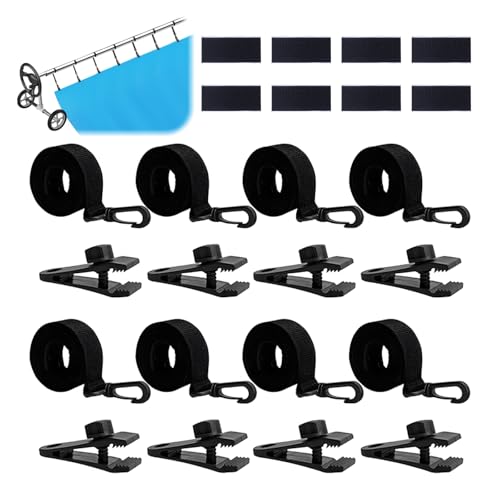 Vlecexs 8 Piezas Enrollador Piscina Juego Bandas sujeción Accesorios Correas Cobertor Solar Carrete Carpas Piscina Cubierta con Energía Solar Prueba Viento Camping Beach Garden