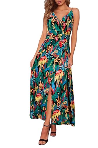 Image of Newshows Women's 2026 Lightweight Summer Wedding Guest Beach Vacation Casual V Neck Split Flowy Maxi Dress