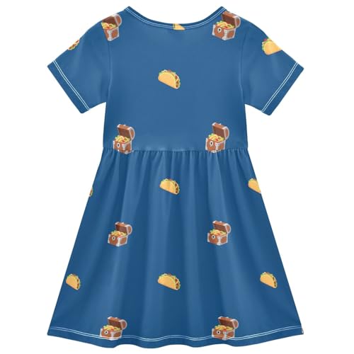 Girls' Short Sleeve Dresses Taco Treasure Chest Blue Toddler Casual Sundress 23020552