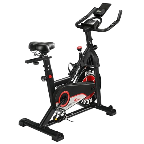 Image of Exercise Bike, Indoor Bike /Brake Pad Stationary Bike, for Family, Indoor Bike with Silent Belt Drive, Heavy Duty Flywheel, Comfortable Saddle And Upgraded LCD Display