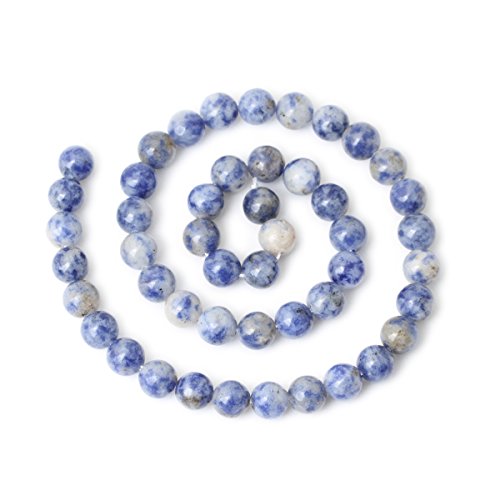 Cheavian 45Pcs 8Mm Natural Blue White Sodalite Gemstone Round Loose Beads For Jewelry Making 1 Strand 15" #TOP1