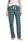 CYZ Women's Fleece Sleep Pajama Pant, Green Plaid, Womens Size: Large