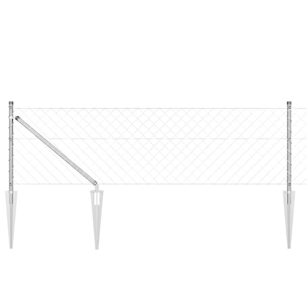 4ft Silver Steel Garden Fence Post Set 10x0.8m 60x60mm Mesh for Outdoor Patio Terrace Privacy Barrier Corrosion Resistant Powder Coated