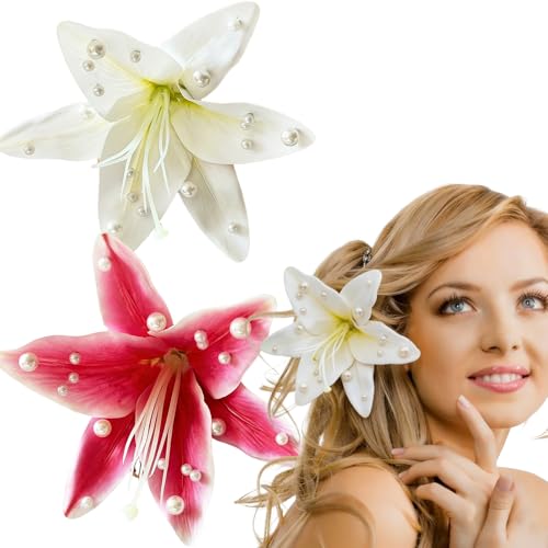 Pince à cheveux fleur de lys artificielle exotique et résistante