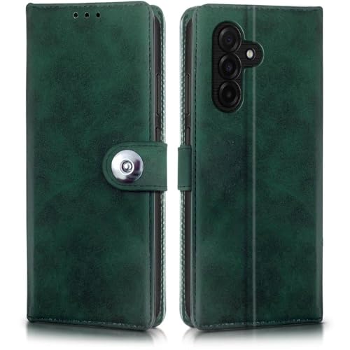 Image of WOW IMAGINE Shock Proof Flip Cover Back Case for Samsung Galaxy M17 5G | A17 5G | F17 5G (Magnetic Button Flip Case | Wallet Pockets & Stand | Leather Finish | Forest Green)