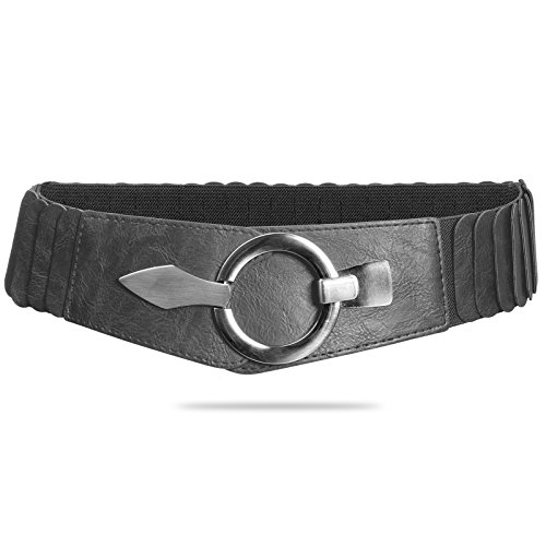 Caspar GU300 Large ceinture ?lastique en stretch pour femme, Couleur:gris fonc?, Taille:75 [Tour de hanches 75-90 cm]