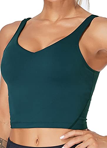 Image of Oalka Sports Bra Womens Longline Padded Crop Yoga Tank Tops
