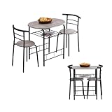 円形 ダイニング 3点セット ダイニングテーブル ダイニングセット 食卓 チェア2脚 幅70 コンパクトサイズ 2人掛け おしゃれ レンタル テーブル カップル用 (グレー)