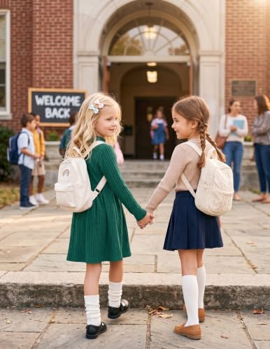Image of Arshiner Girls Dresses Long Sleeve A Line Knit Sweater Dress with Pockets
