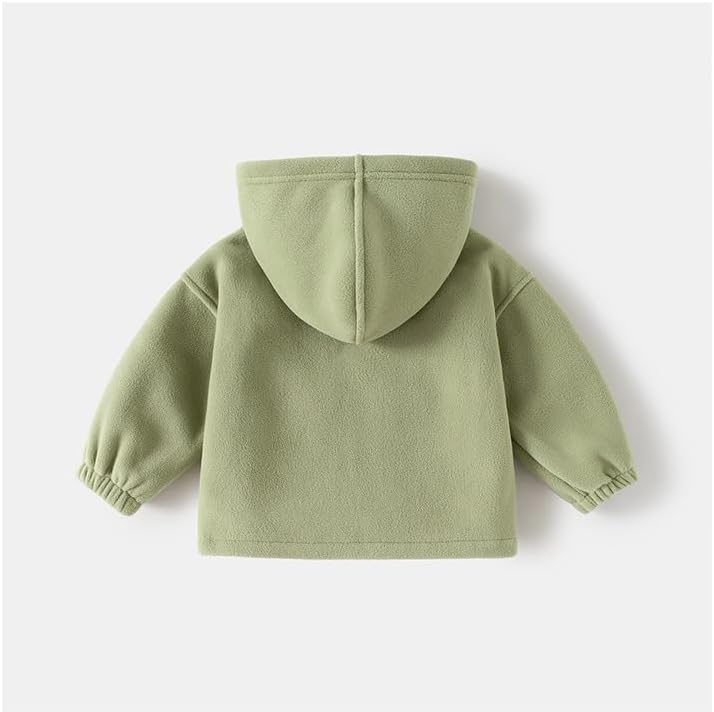 Irsutey Toddlers' Hooded Jackets Boys' And Girls' Long Sleeved Zippered Coat Baby Outerwear Fleece Warm Tops