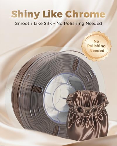 Image of VOXELAB Silk+ PLA Filament 1.75mm, Shiny Chrome-Like Finish with Enhanced Layer Adhesion, 1kg (2.2lbs) for Most FDM 3D Printers, Smooth & Flawless Printing(Coffee Color)