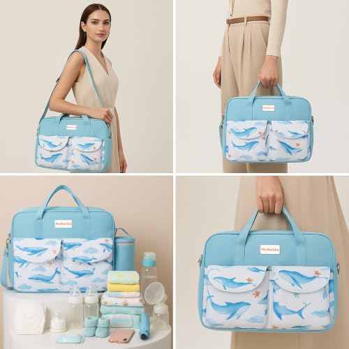 Image of Diaper Bag for Mothers for Travel with Changing Station | Tote Diaper Baby Bag for Mom | Diaper Bag with Insulated Bottle Holder & Changing Mat | 17 L,10 Pocket