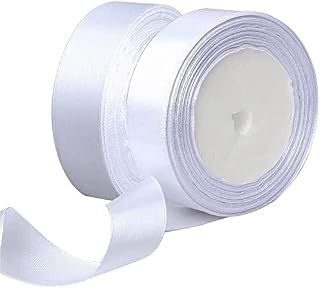 pengxiaomei 2 Roll 50 Yards White Satin Ribbon, 1 Inch/25mm Satin Ribbon for Christmas Wrapping Gift Craft Wedding Trimming