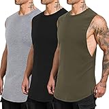 KUULEE Tank Top Herren Gym Tshirt Bodybuilding Trainingsshirt 3er Pack Muskel T-Shirt Schwarz - Grau - Armeegrün XL