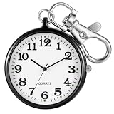 Tiong Montre de poche à quartz portable ultra fine pour homme avec porte-clés - Cadran num...
