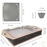 CAWI BBQ-Boards HeatBoard – podgrzewacz do potraw na wieczory przy grillu | płyta do serwowania BBQ z nakładką ze stali nierdzewnej i funkcją podgrzewacza | płyta utrzymująca ciepło do mięsa i