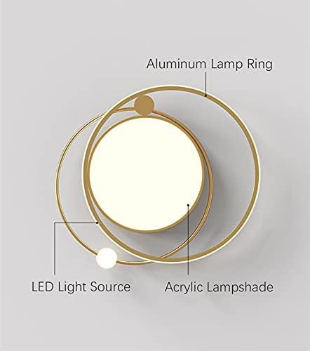 Dimmable LED Bedroom Ceiling Lights Modern Chic Dining Room Ceiling Light Creative Design Remote Lighting Fixture,Metal Acrylic Ceiling Chandeliers Lamp Interior Decoration Pendant Light,D50CM (Gold)