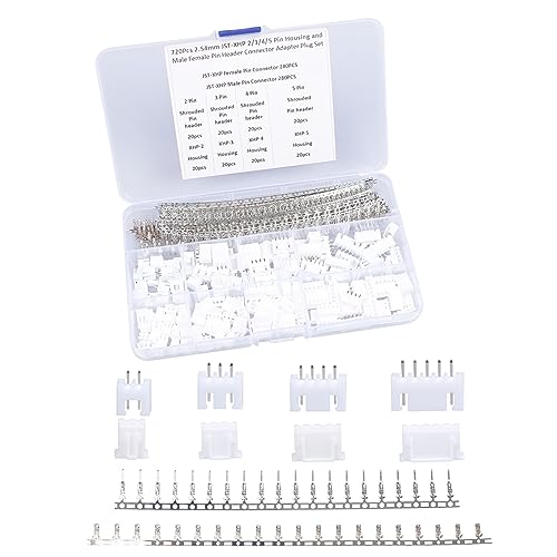 720Pcs 2.54mm JST-XHP 2/3 / 4/5 Pin Housing and Male Female Pin Header Connector Adapter Plug Set - Thumbnail 4