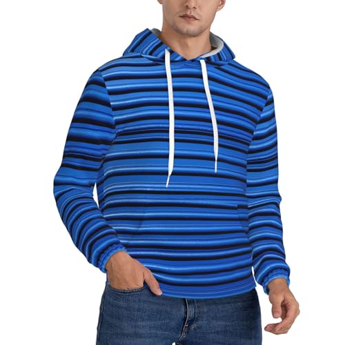 Men's Fleece Pullover Hoodie Long Sleeve Hooded Blue Corrugated Wall Art Sweatshirt Casual Shirts With Pockets