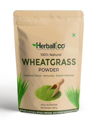 Image of Wheatgrass Powder | 100% Pure Wheatgrass Powder (Triticum Aestivum) | Natural Green Superfood for Daily Nutrition & Wellness | No Preservatives | Superfood Natural Detox & Immunity Booster | 200g