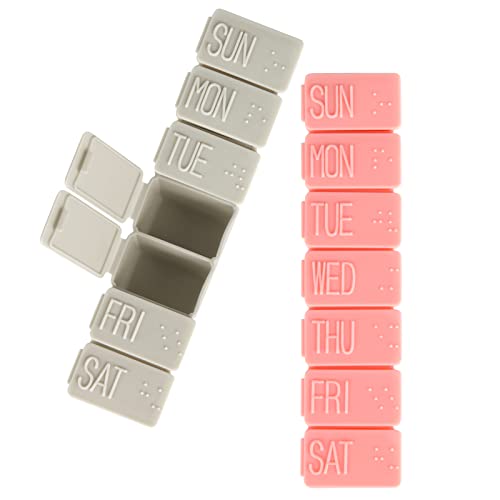 Image of 2Pack Weekly Pill Organizer,7 Days Pill Cases Travel Daily Pill Box Medicine Organizer Pill Box 7 Day Pill Organizer Weekly for Fish Oil, Calcium Tablets Supplements and Other Vitamin Pill (Pink+Gray)