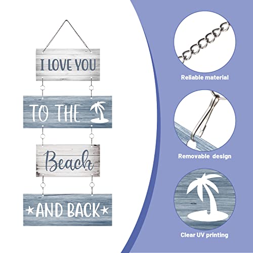 Hotop Beach Wall Hanging Decor Sign I Love You to the Beach and Back Wooden Bathroom Decor Metal Wall Art Signs Plaque Decorations for Home, Bathroom, Living Room, Bedroom and Dining Room - Image 3