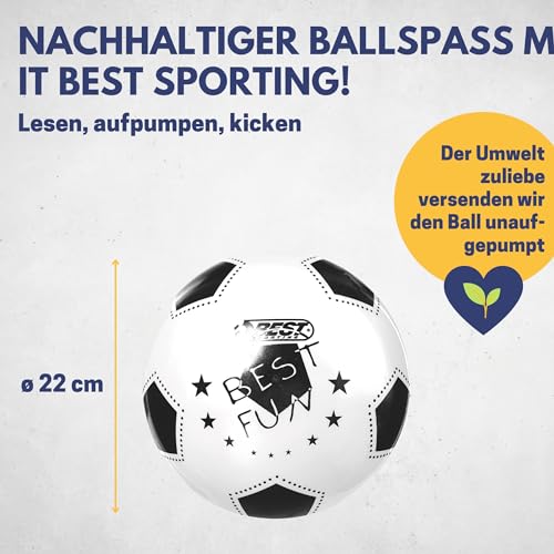 BEST SPORTING PVC-Ball Fun I Leichter Spielball I weißer Fußball I hochwertiger Wasserball I 23 cm großer Beachball I Bunter Ball Logo I Gummiball