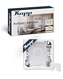 Kopp STANDARD 1-fach Aufputz-Gehäuse in Arktisweiß - Aufputzgehäuse zur Montage von UP-Schaltern - Halogenfreies Gehäuse mit Schutzart IP20 - Horizontal oder vertikal montierbar