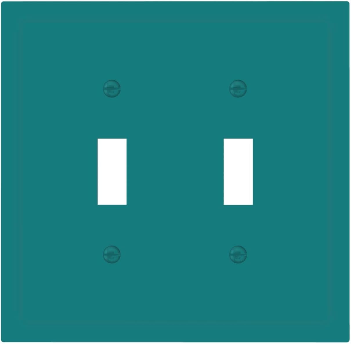 Teal Blue Light Switch Cover Plate Bold Color Pop 2 Gang Wall Plate Double Toggle Switch Plate Covers Decorative Outlet Covers Electrical Switchplate Faceplate Modern Home Kitchen Office