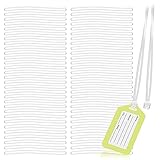 Amersumer 200PCS Clear Plastic Luggage Tag Straps, 6Inch Worm Loop Strap for Bag Tags, Identification Cards ID