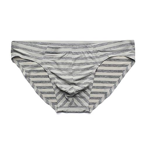 COMLIFE Men's Ice Silk Striped Traceless Underwear Low Risee Stretch Belt Briefs3