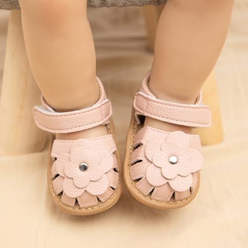 Image of Babelvit Infant Baby Girl Boy Sandals Comfort Premium Summer Outdoor Casual Beach Shoes with Flower Bowknot Anti Slip Rubber Sole Newborn Toddler Prewalker First Walking Shoes