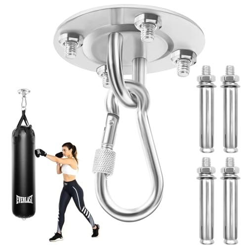Gancho de Techo, Soporte de Techo para Saco de Boxeo de Acero Inoxidable de hasta 400 kg, Giratorio Acero Inoxidable de Juego de Suspensión para Saco Boxeo, Columpio, Entrenador de Cabestrillo