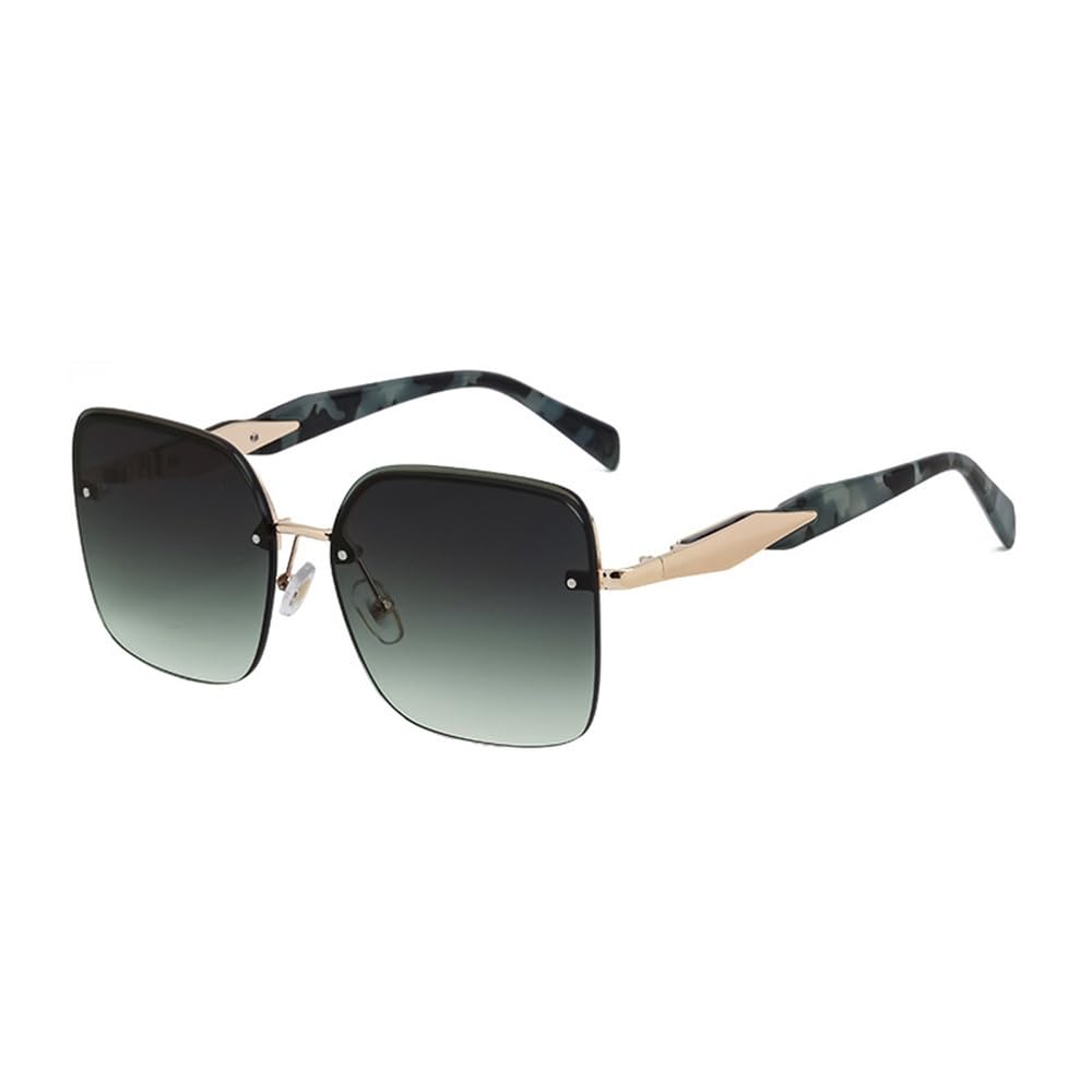 Occhiali da sole oversize quadrati senza montatura da donna e da uomo, con montatura grande, occhiali da sole vintage per donna, occhiali in metallo UV400