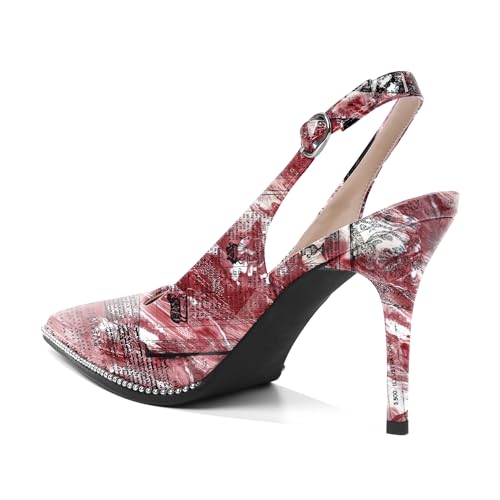 Image of SAMMITOP Women Slingback Heels Stilettos Closed Pointed Toe High Heel Silver Beaded Pumps Comfortable 3.5 Inch High Heels for Women Dressy Shoes