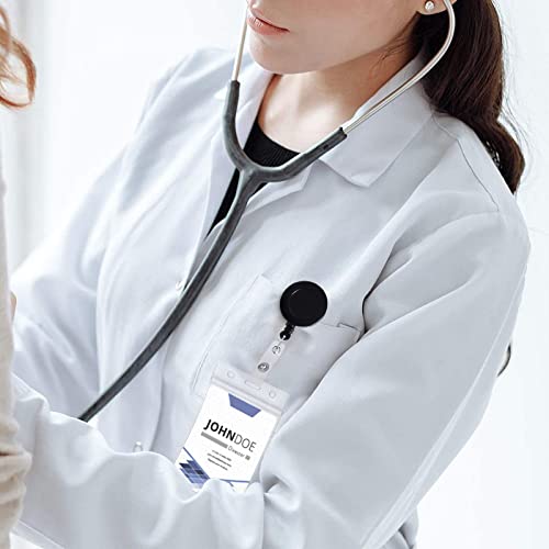 100 Pack Retractable Badge Reel Clips With 100 Pack Vertical Id Card Holders Retractable Badge Holders With Clip Id Badge Clips With Name Card Holder For Nurses Office School,Black #TOP5