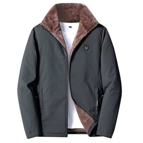 [foveitaa] コート メンズ アウター 長袖 冬服 中綿 ジャケット 無地 裏起毛 モコモコ 防風 防寒 ゆったり 軽量 暖かい おしゃれ 通勤 通学 スタイリッシュ アウトドア ジップ アップ ビッグ シルエット ウインドブレーカー Grey-M