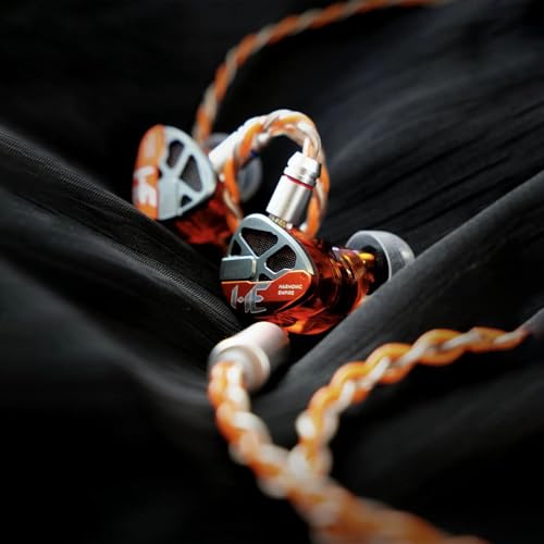 Image of HE Xiao Qiao Semi-open Single Dynamic In Ear Monitors, 10mm Graphene Diaphragm Dynamic driver IEM, Gaming IEM Earphones, HiFi Wired Earphones with 5 Axis CNC Hyper Presicion Resin (Orange, 3.5mm)