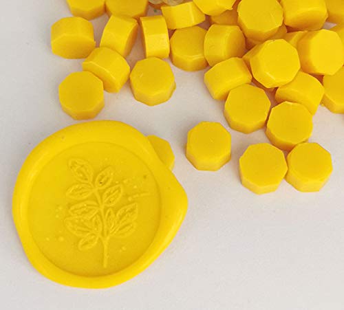 Iteal 80 Pieces Bright Yellow Sealing Wax Beads Wax Seal Stamp Melts Metallic Wax Beads Wedding Invitations Gift Cards Party Envelopes Gift Packages Sealing Wax Kit image 3