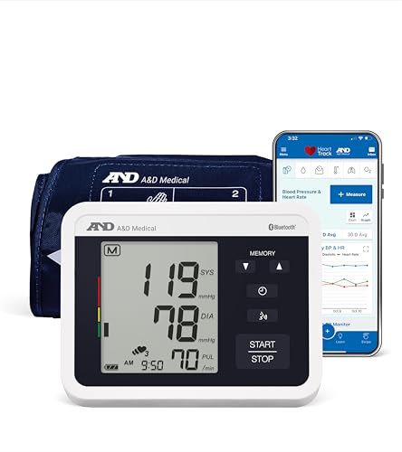 A&D Medical Voice-Guided Blood Pressure Monitor for Home Use with Bluetooth, UA-1040TBLE - Wide Range Cuff (8.6-16.5" / 22-42cm) Ideal for Visually Impaired - 3 Language Selections, Accessible