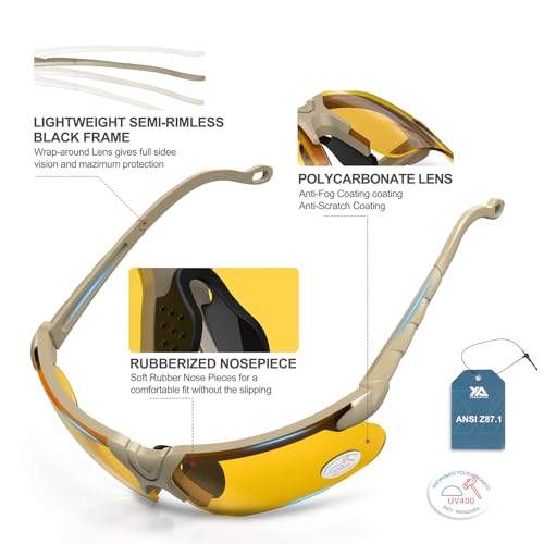Image of xaegistac Shooting Glasses with Case-Safety Glasses Anti Fog