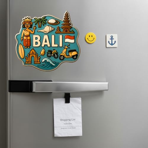 Image of Souvenir Fridge Magnet | 4x3 Inch Collectible Travel Decor | Strong & Durable Refrigerator Magnet with Iconic Landmarks for Travelers (Bali)