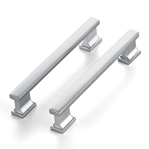Ravinte Hardware 20 Pack Cabinet Pulls - 5 Inch (128mm) Hole Center, Polished Chrome Handles for Kitchen Drawer & Cupboards, Silver Solid Heavy Duty Cabinet Hardware, 6 Inch Overall Length