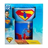 Juego de Tazón y taza de ceramica de Superman, vajilla individual, Set para desayuno.
