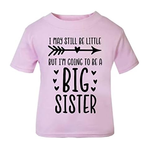 I May be Little but I'm Going to be a Big Sister (Pregnancy Baby Announcement) [BBY3] Short Sleeve Cotton Toddler t Shirt, 1-2 Years, Pastel Pink Cover