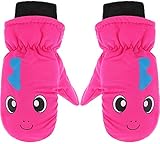 Kids Snow Ski Mittens Winter Gloves Warm Waterproof Mittens for Girls and Boys (Rose Red, 3-6 Years)