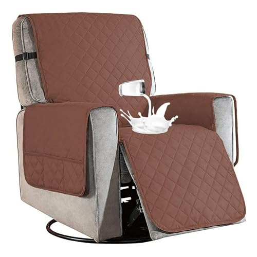 AHSBND Sesselschoner Sesselauflage Sesselbezug Fernsehsessel Schutzbezug: Sesselüberwurf Sessel überzug für Relaxsessel mit Taschen für Zuhause mit Hund (Dunkelbraun)