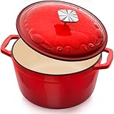 Enameled Cast Iron Dutch Oven - 5 Quart, Exclusive Designed...