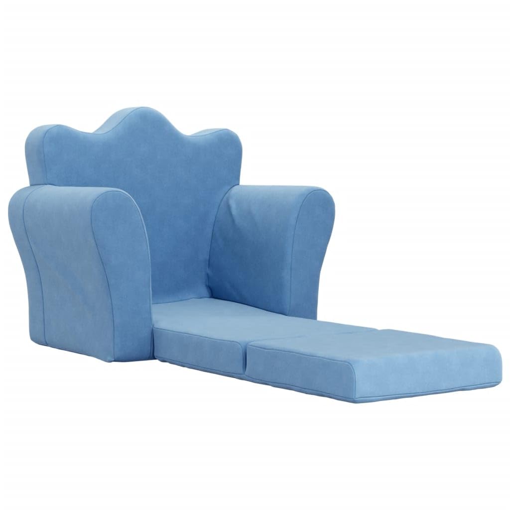 Tomostar Fauteuil pour Enfant Pliable, Chaise de Lit Canapé Convertible Bleu 54 x (34-90) x 45 cm Peluche Douce
