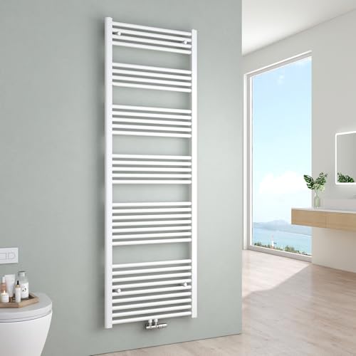 S'AFIELINA Badheizkörper Weiß 180x60 cm, Handtuchheizkörper Seitenanschluss & Mittelanschluss Bad Heizkörper Handtuchwärmer zum Heizen und Handtuch trocknen im Badezimmer, 860W